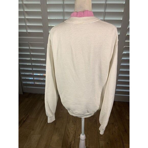 Vtg Grandma Core Double Collar White Pink Flowers Sweatshirt M/L K Hamilton - Picture 11 of 12